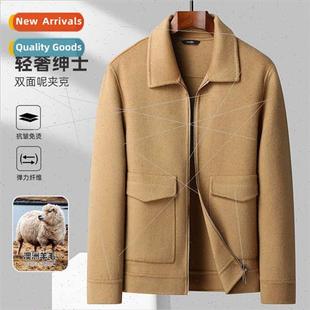 men ironi sided lapel short jacket wool tweed double New