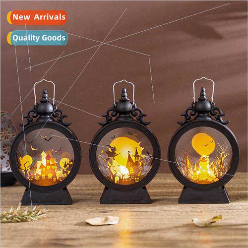 Halloween decorations portable retro round electronic candle