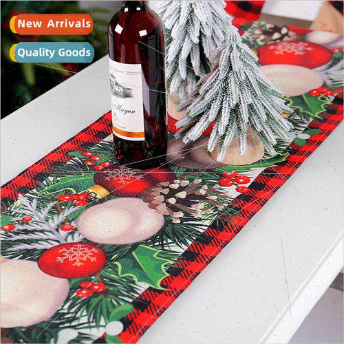 Christmas Faux nen Table Flag 2023 Classic Christmas Ball Ta