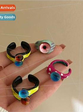 Dopamine creative quirky oil drop big eyes boy ring spring s