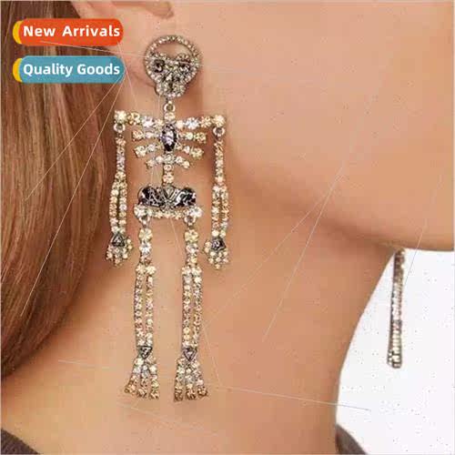 Europe skull skeleton alloy rhinestone earrings female perso