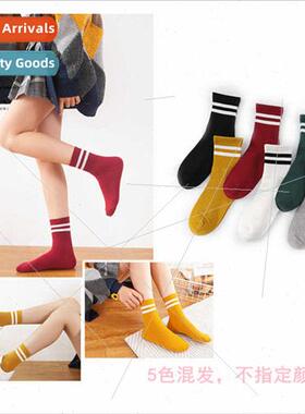 Spring Autumn new breathable Korean  2 bar socks casual mid-