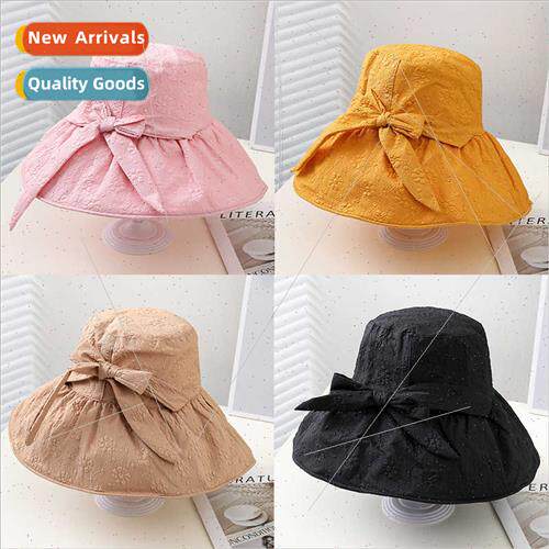 Korea new ladies large brim vinyl sun bow fisherman hat outd