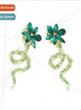 Fashion versatile colored diamond snake earrings fashion lig