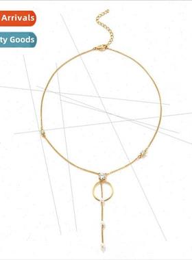ttle girl simple Korea pearl circle sweet necklace Y word ne