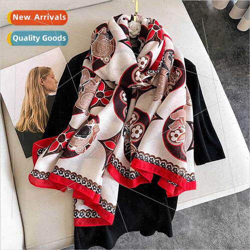 2023 new Korean  cotton linen feel beach towel female seasid