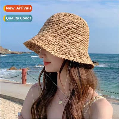 Straw hat  female summer beach small brim simple sunscreen s