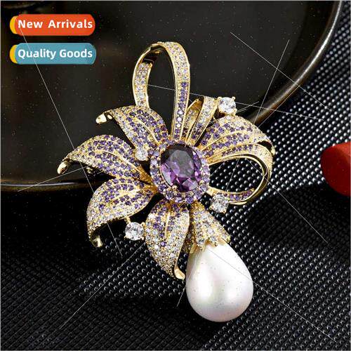 Classic Elegant Purple Azalea Hundred Coat Brooch Anti Walki