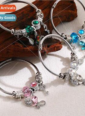 DIY Beaded Bracelet Butterfly Key Charm Hand Jewelry Stainle