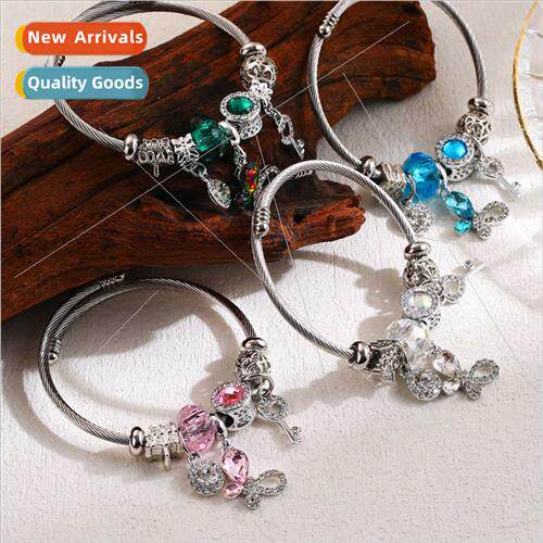 DIY Beaded Bracelet Butterfly Key Charm Hand Jewelry Stainle