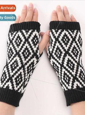 G109 color blocking diamond short gloves autumn winter new w