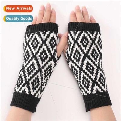 G109 color blocking diamond short gloves autumn winter new w