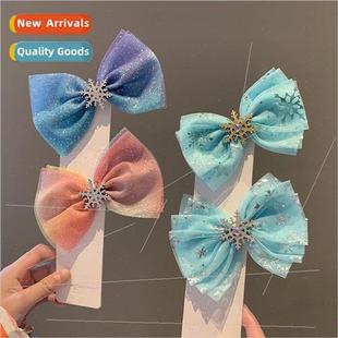 Korean girls hair accessories Princess Elsa large bow hair c