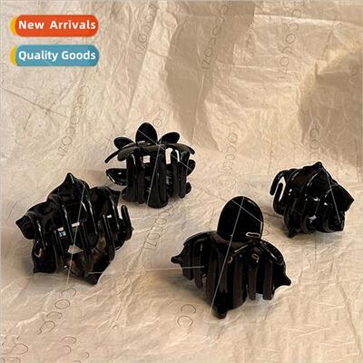 mple Korean glossy black hair scrunchies oversized back head