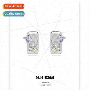 hundred Colorful female earrings zirconia square