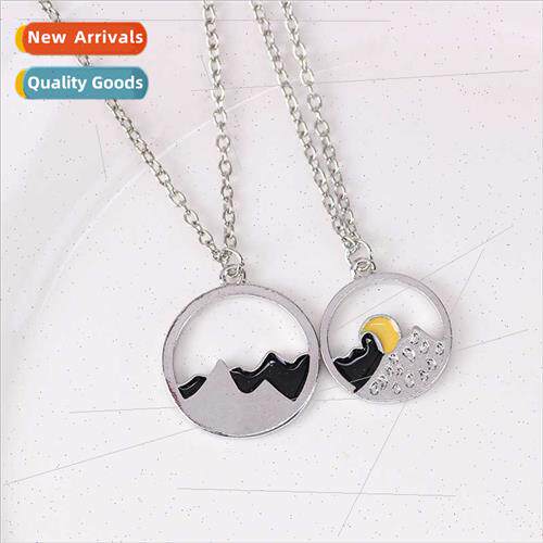 Europe Necklace Sunrise Sunset Couple Two Pieces Set Alloy P