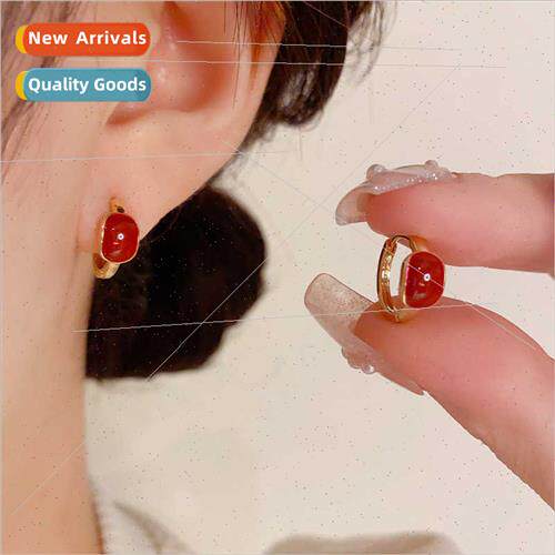 Fashion mple date red oil drop oval earrings earrings