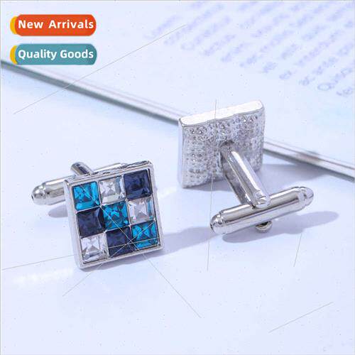 Europe new square colored diamond zirconia cufflinks fashion