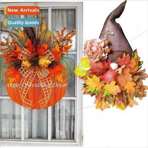 New Halloween Day Decoration Wreath Sun Circle Gold Pumpkin