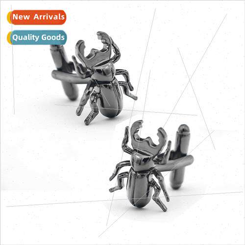 Animal Collection Men French Buttons Black Shhead Beetle Cuf