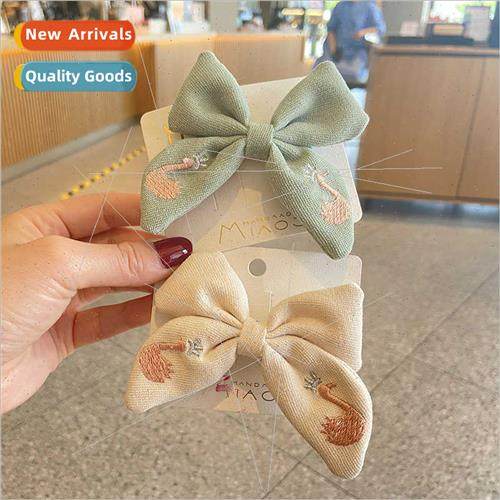 Princess headdress swan embroidery bow hair clips children h