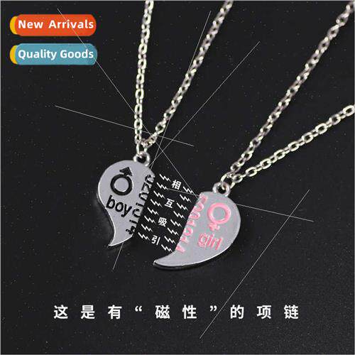 Couple necklaces magnet attract each other heart-shaped allo