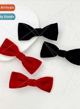 Solid colour velvet bow hair clips female sweet lovely simpl