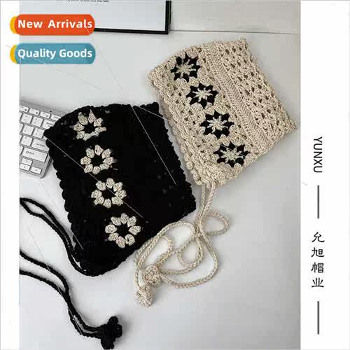 Korea ins small flowers crochet tassel kn hat female fall wi