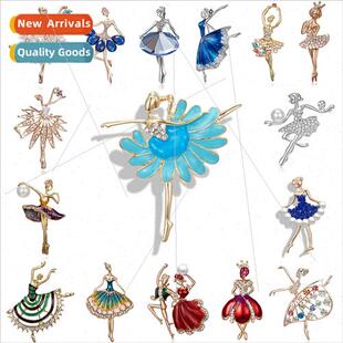 creative brooch dancing girl rhinesto Europe pearl character