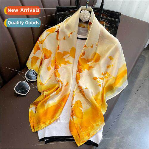 2023 Spring new simulation silk scarf female floral print de