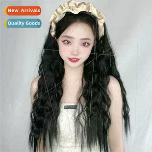 clouds pie wool one wig band hair long curly female Wig