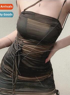 Goth Dark Fairycore Grunge Green Summer Party Dresses Women