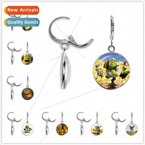 New Fashion Women Earrings Cartoon Shrek Glass Dome Earrings