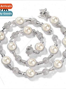 New hip-hop diamond pearl necklace men nd retro stacking cha