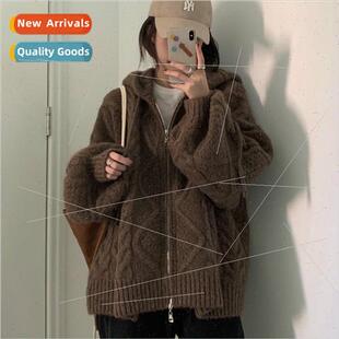 Women Autumn Winter Oversize Knted Cardigan Casual 2021 Ho