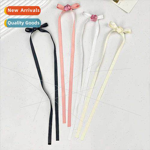 Sweet lovely rose ribbon braided hair clips female Japan Kor