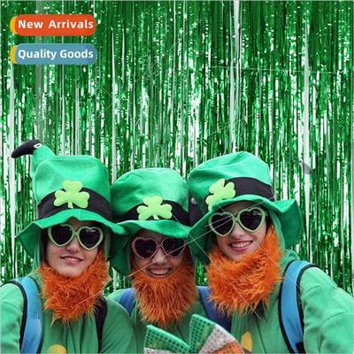 St. Patrick Day Irish Festival Green Rain Curtain Backdrop D