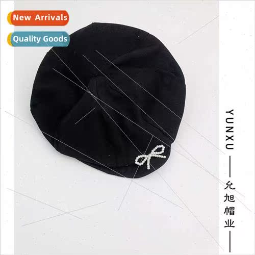 Japanese black bow beret female spring summer big head circu