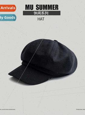 Korean  fall winter hats female tweed Englretro octagonal ca