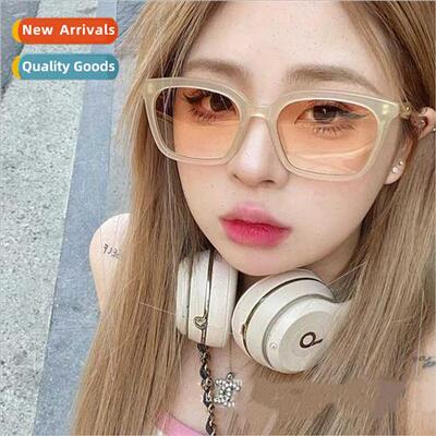 Korea Wang aer ice cream yellow Square Frame female gradient