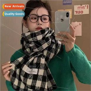 female 2023 Korean plaid thickened scarf winter Retro new