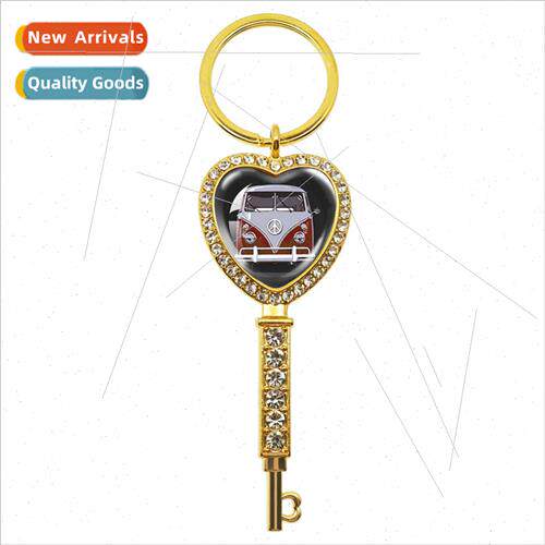 New Vintage Hippy Peace gn Fan Bus Diamond Heart Pendant Gol