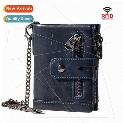 Genuine Leather Wallet Men Short Banknote Coin Holder Multi-