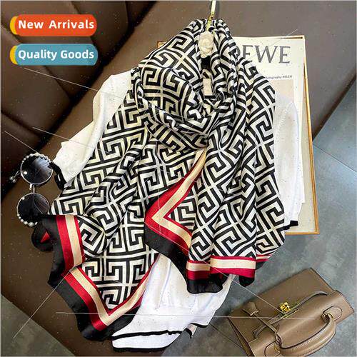 retro classic back pattern simulation silk large long scarf