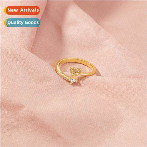 Europe Gold mple Opening Full Set Zirconia Love Heart Ring A
