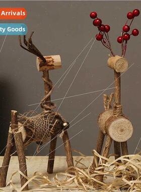 kka log couple deer handmade wooden artwork holiday gift des