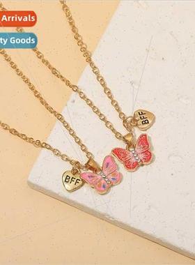 Butterfly Cherry Blossom Patchwork Necklace BFF Drip Oil All