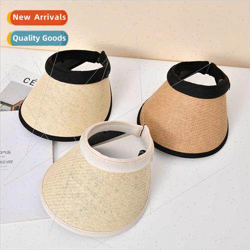 Summer new simple large-brimmed straw hollow top hat female