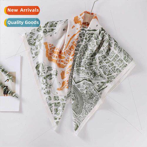 Scarf French Vintage Square Scarf Horse Print 90 lk Scarf Fa