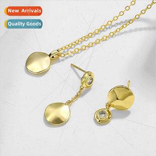 Small Gold Coin Necklace Color Retention Plated Europe Earri